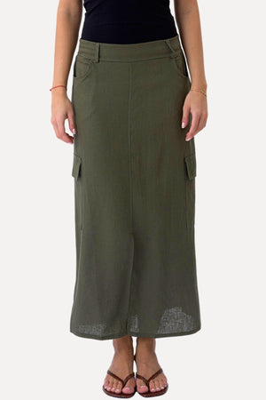 Linen Skirt - Green