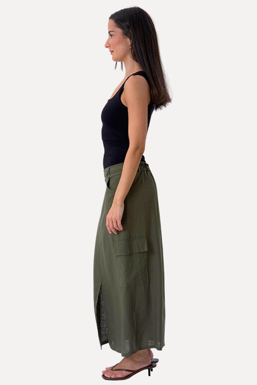 Linen Skirt - Green