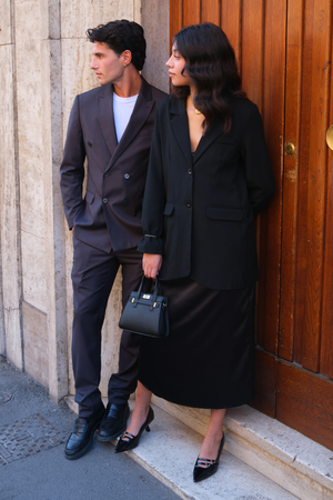 Premium Double-breasted Suit (Grey-brown)