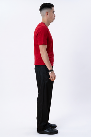 Basic T-shirt με λαιμόκοψη σε κόκκινο χρώμα