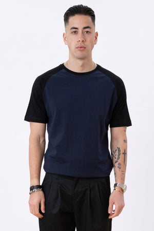 Basic raglan t-shirt-μαύρο-ναυτικό