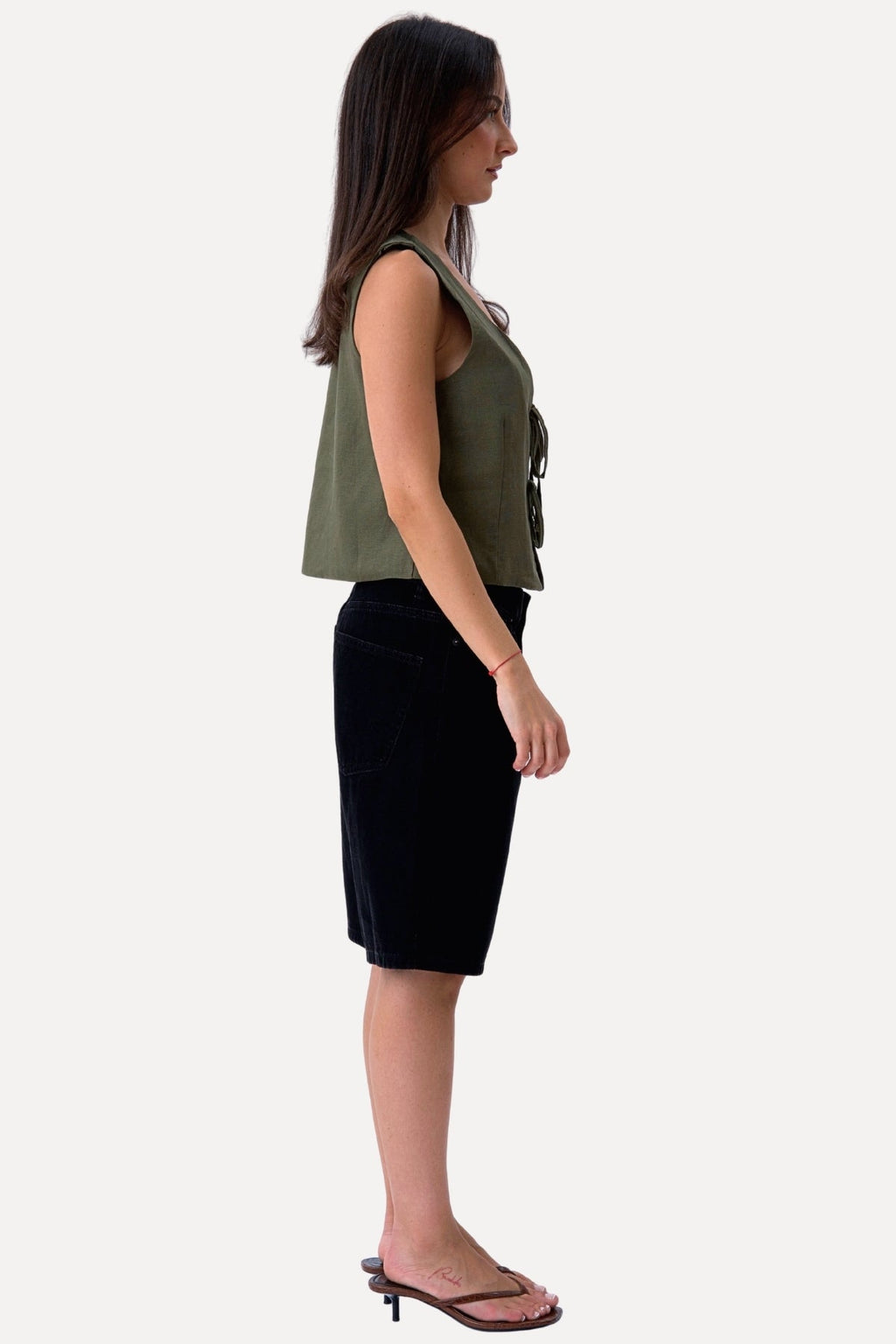 Linen Vest - Green