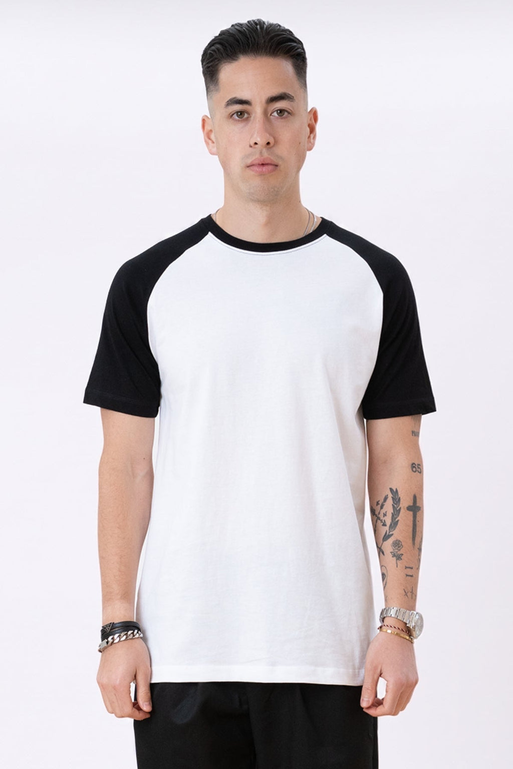 Basic raglan T-shirt - Black and white