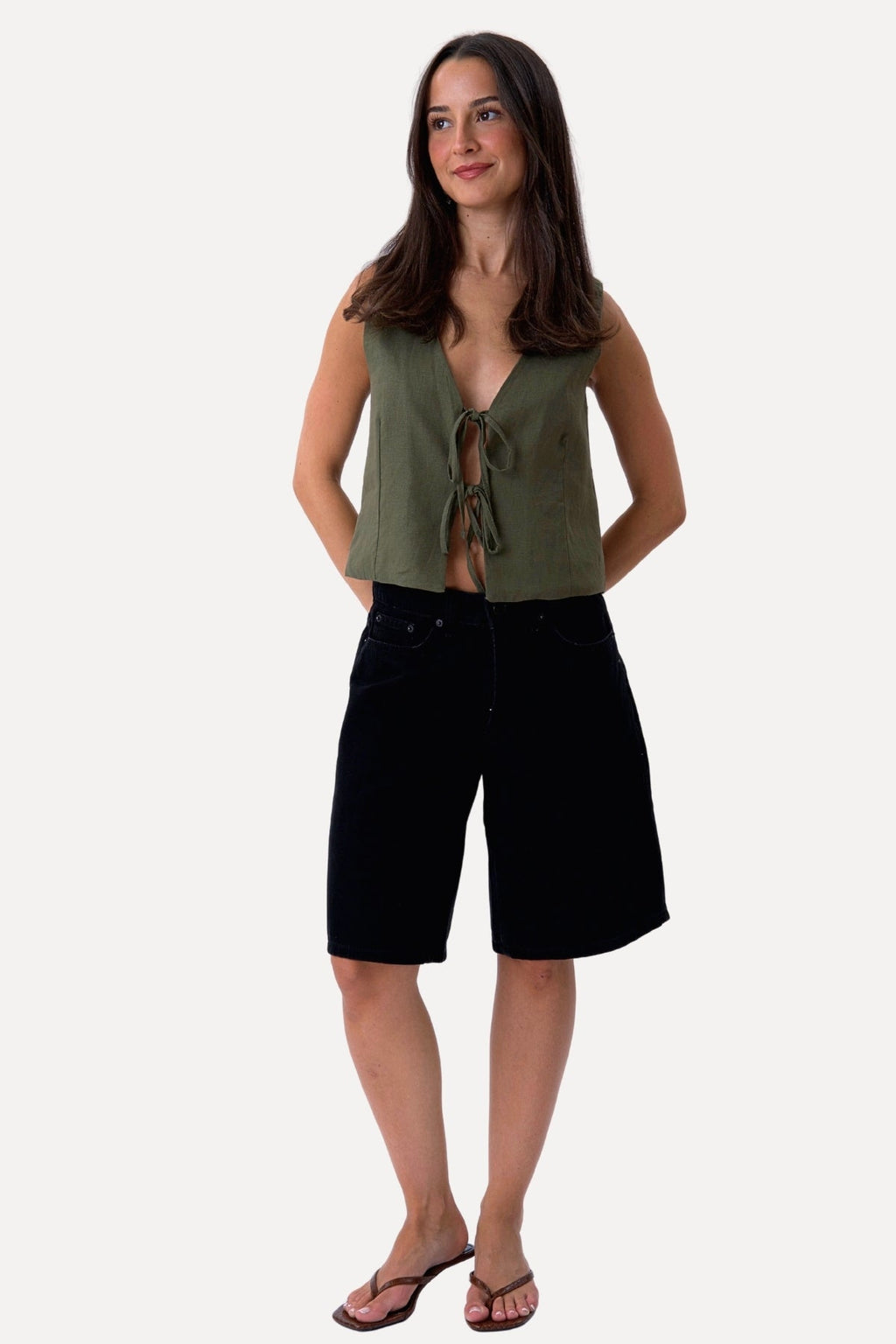 Linen Vest - Green