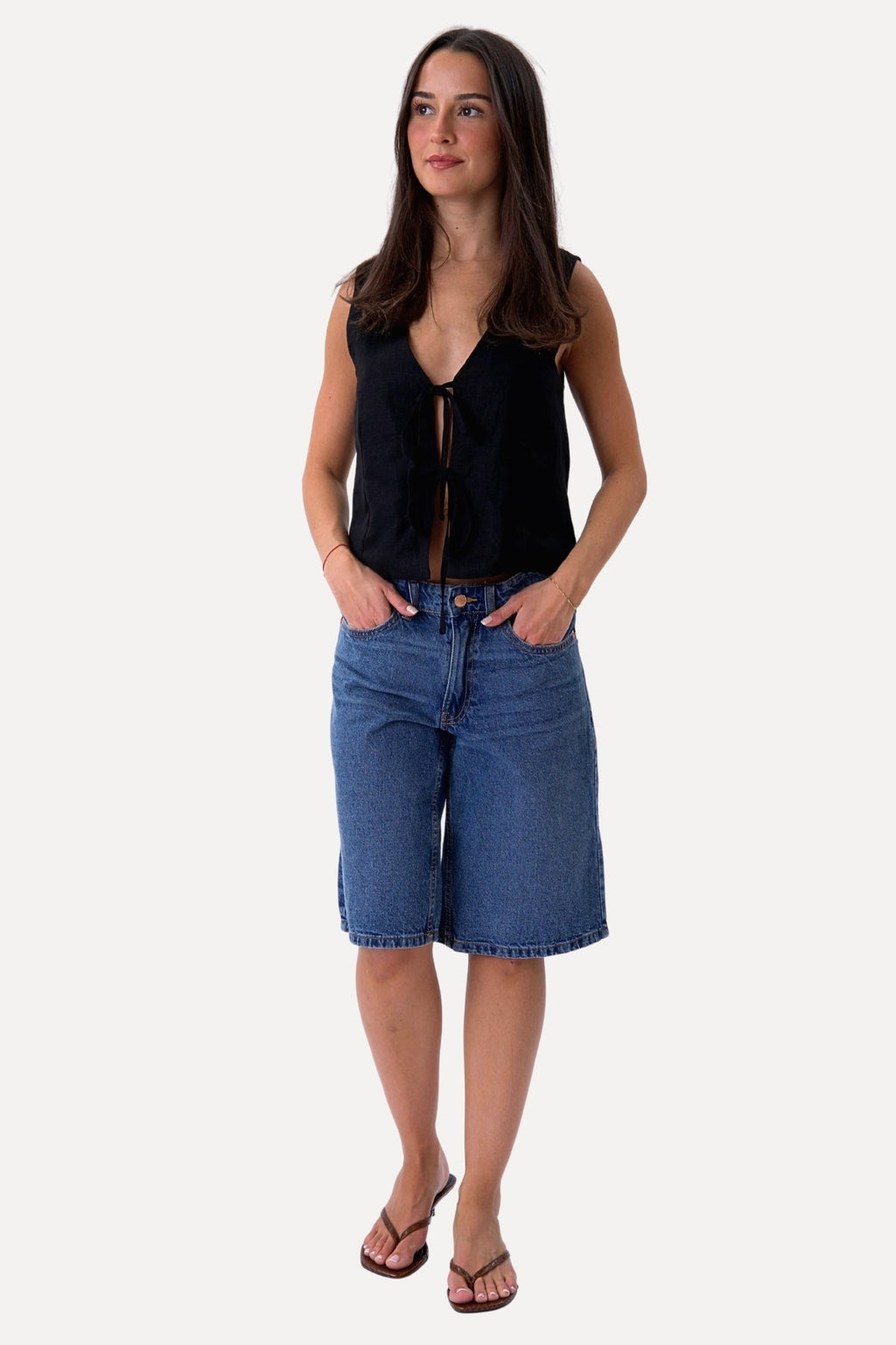 Linen Vest - Black