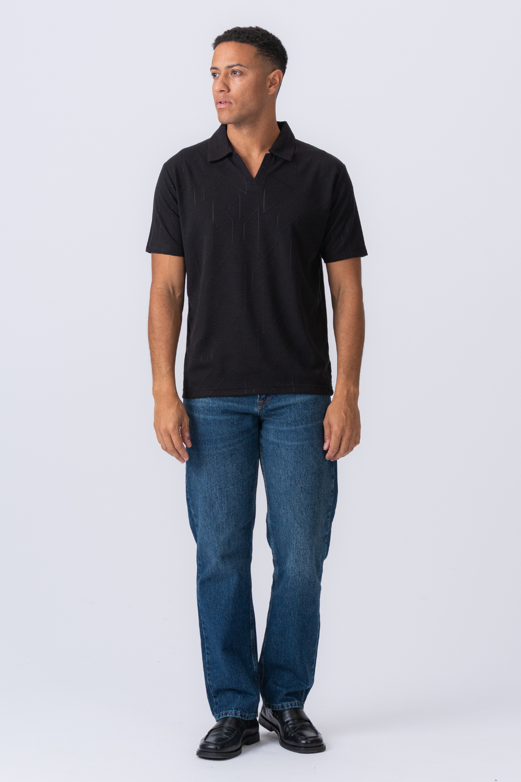 Atlas Textured Polo - Black