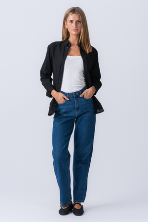 Πουκάμισο Boyfriend Oxford - Μαύρο