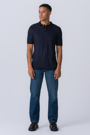 Knitted Polo - Navy