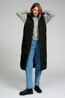 Long Puffer Vest - Μαύρο