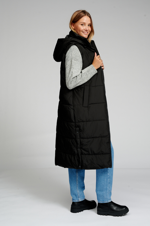 Long Puffer Vest - Μαύρο