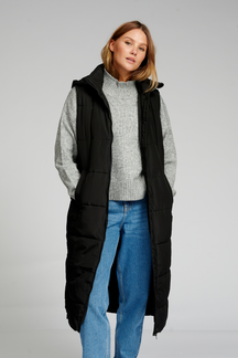 Long Puffer Vest - Black