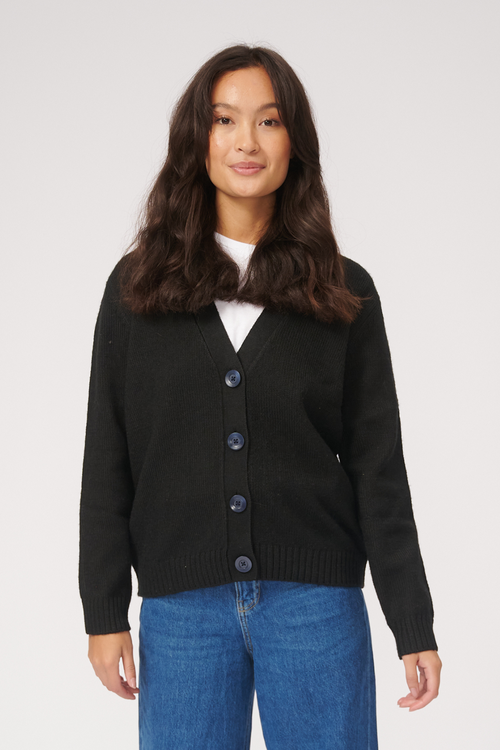 Strikket Cardigan - Sort - TeeShoppen - Sort