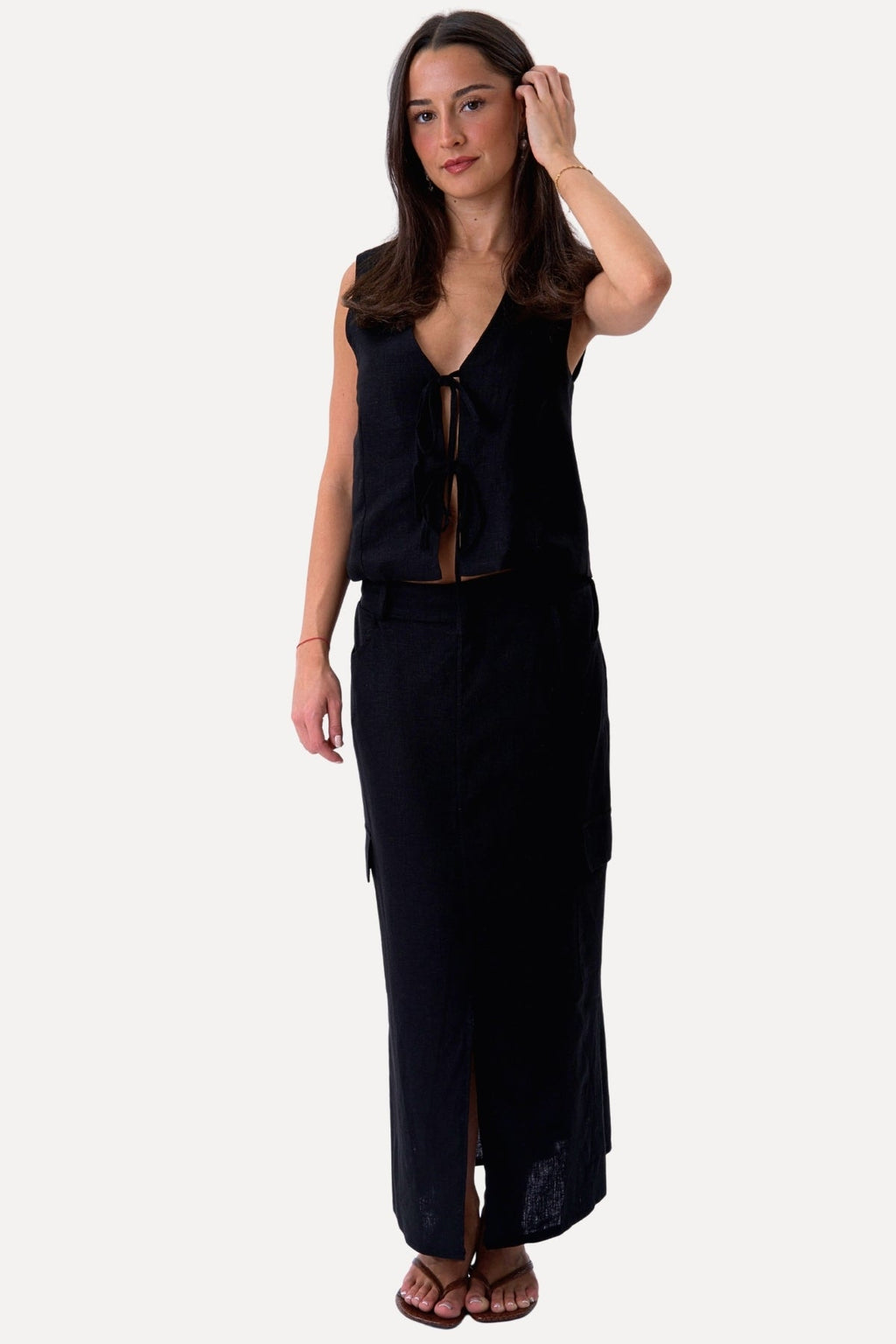 Linen Skirt - Black