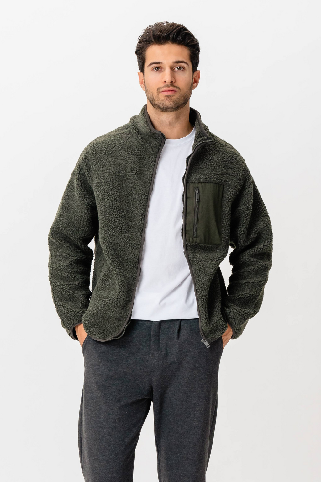Μπουφάν fleece - Σκοτεινή ελιά