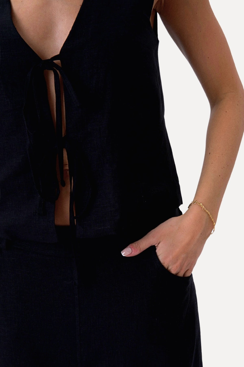 Linen Vest - Black