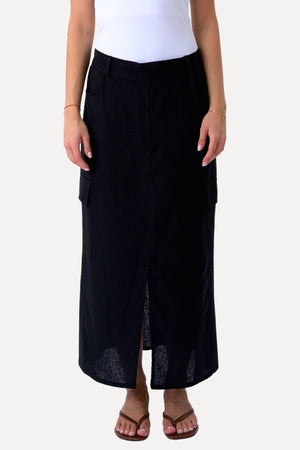 Linen Skirt - Black