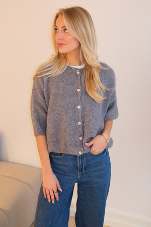 Πλεκτό κοντομάνικο Mary - Γκρι