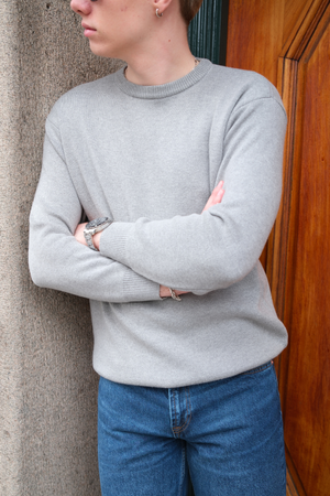 Crewneck Knit Sweater - ανοιχτό γκρι