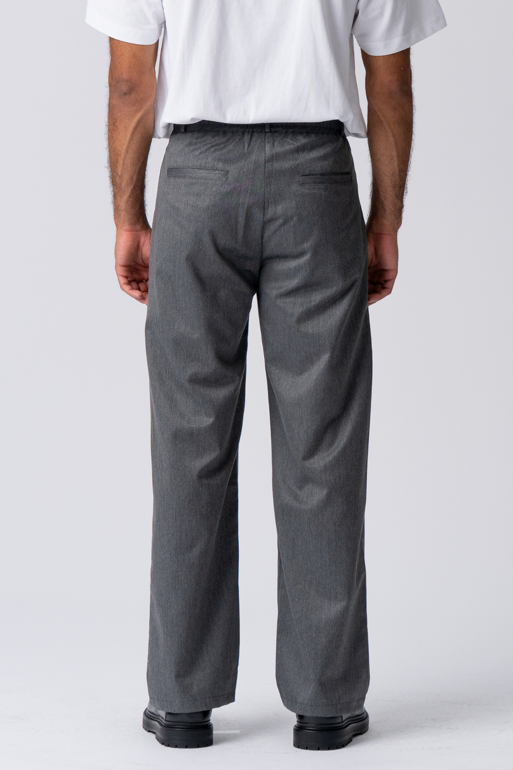 Pleated Wide Suit Pants - Light Grey