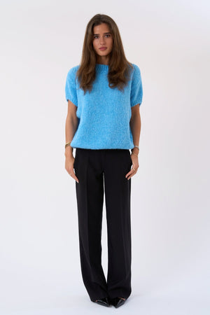 Chloe κοντομάνικο πλεκτό - γαλάζιο