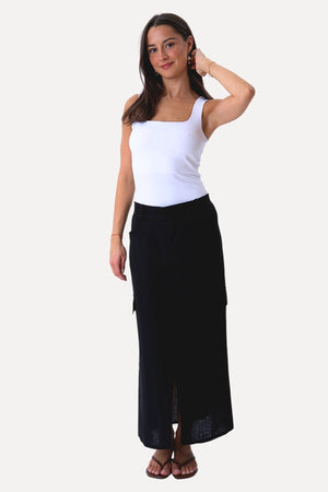 Linen Skirt - Black