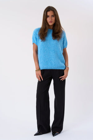 Chloe κοντομάνικο πλεκτό - γαλάζιο