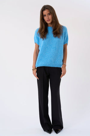 Chloe κοντομάνικο πλεκτό - γαλάζιο