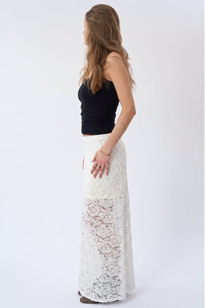 Amara Lace Maxi Skirt - White