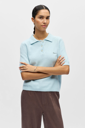 Debbie Knit Polo - Winter Sky Melange