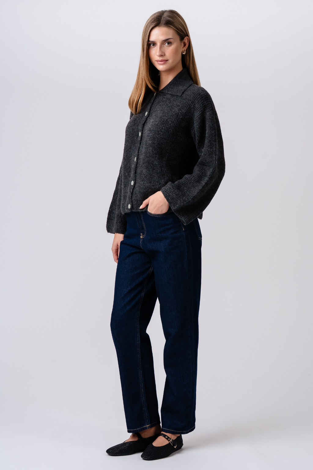 Josie Polo Knit - Γραφίτης