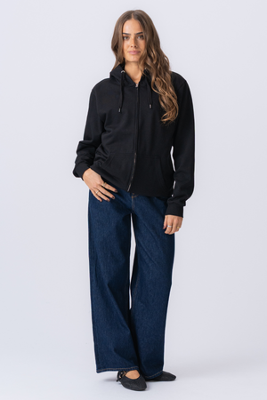 Basic Zip Hoodie - Μαύρο