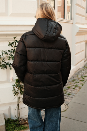 Long Puffer Jacket - Μαύρο