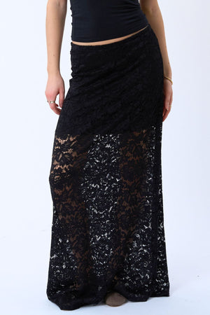 Amara Lace Maxi Φούστα - Μαύρη