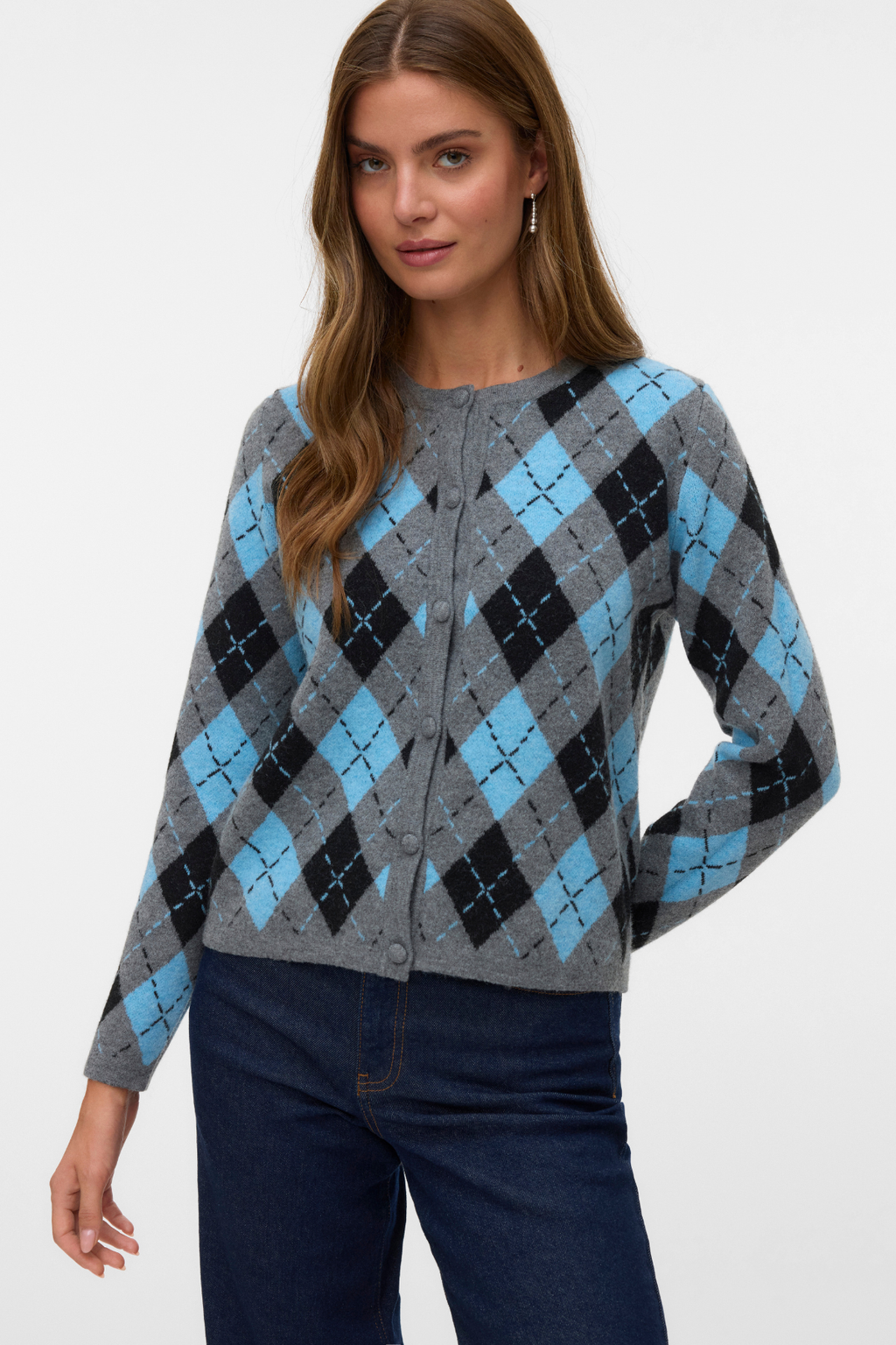 Giorgia o -neck Cardigan - Μεσαίο γκρι Melange