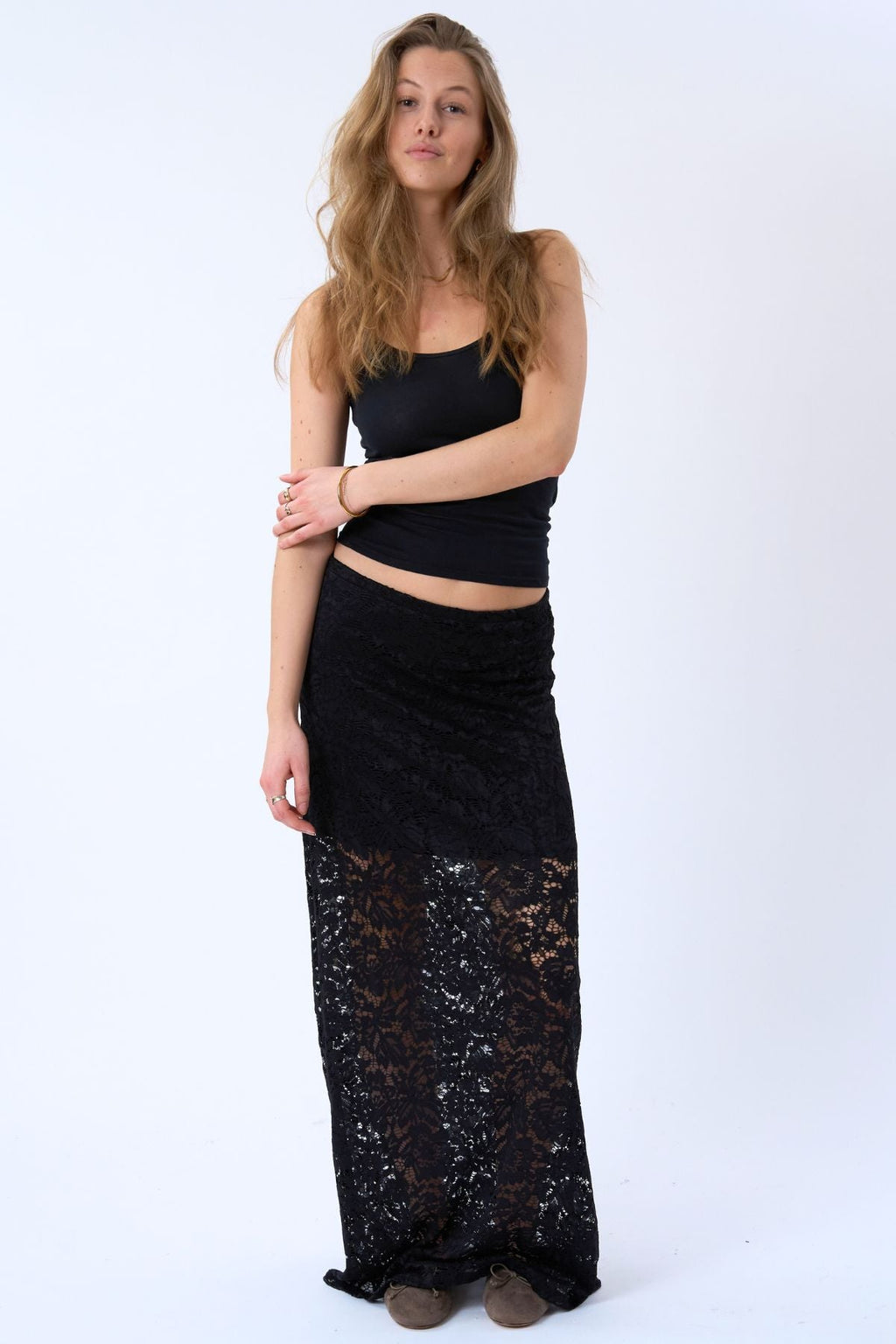 Amara Lace Maxi Φούστα - Μαύρη