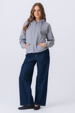 Basic Zip Hoodie - Γκρι