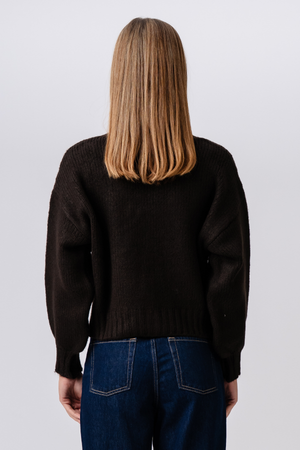 Ζακέτα με V λαιμόκοψη - Καφέ