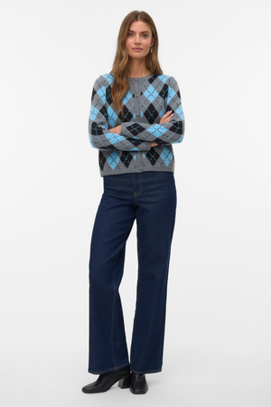 Giorgia o -neck Cardigan - Μεσαίο γκρι Melange