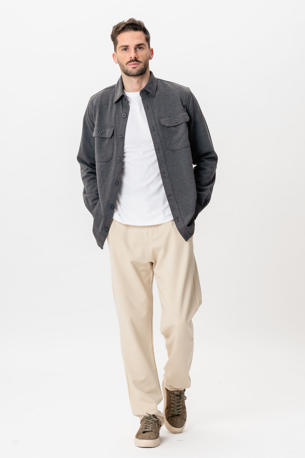 Performance Regular Overshirt - κάρβουνο