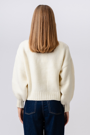 V-Neck Cardigan - Ecru