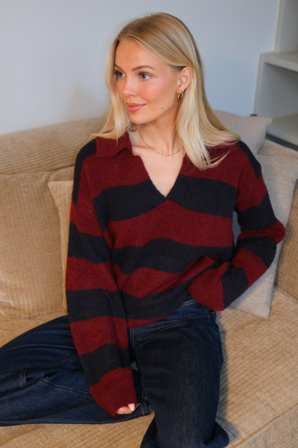 Nora Knit - Burgundy/Deep Blue