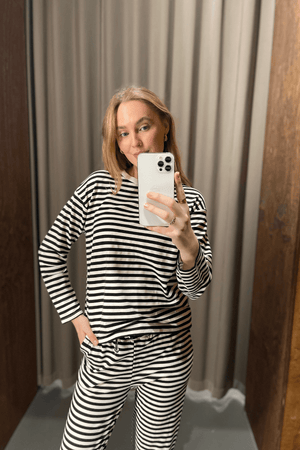 Ριγέ μακρυμάνικο κανονικής εφαρμογής - Μπλε