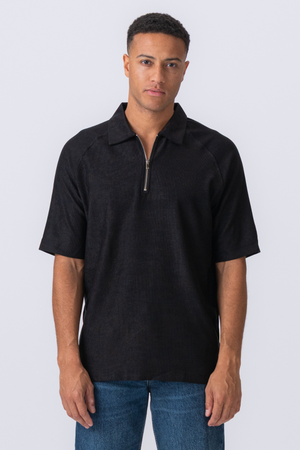 Enzo Short Sleeve Half Zip - Black