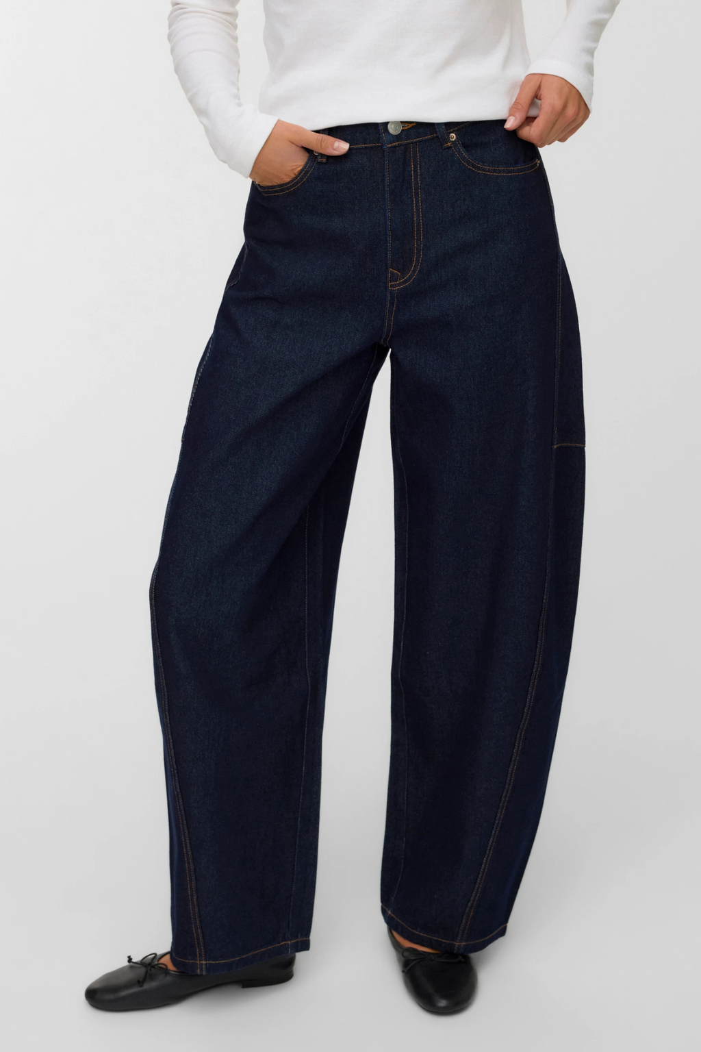 Kaitlin Wide Barrel Jeans - Σκούρο Μπλε Τζιν