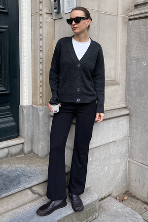 Πλεκτή ζακέτα - σκούρο γκρι melange