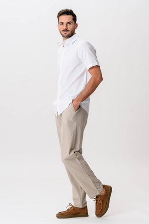 Short Sleeve Linen Shirt - White