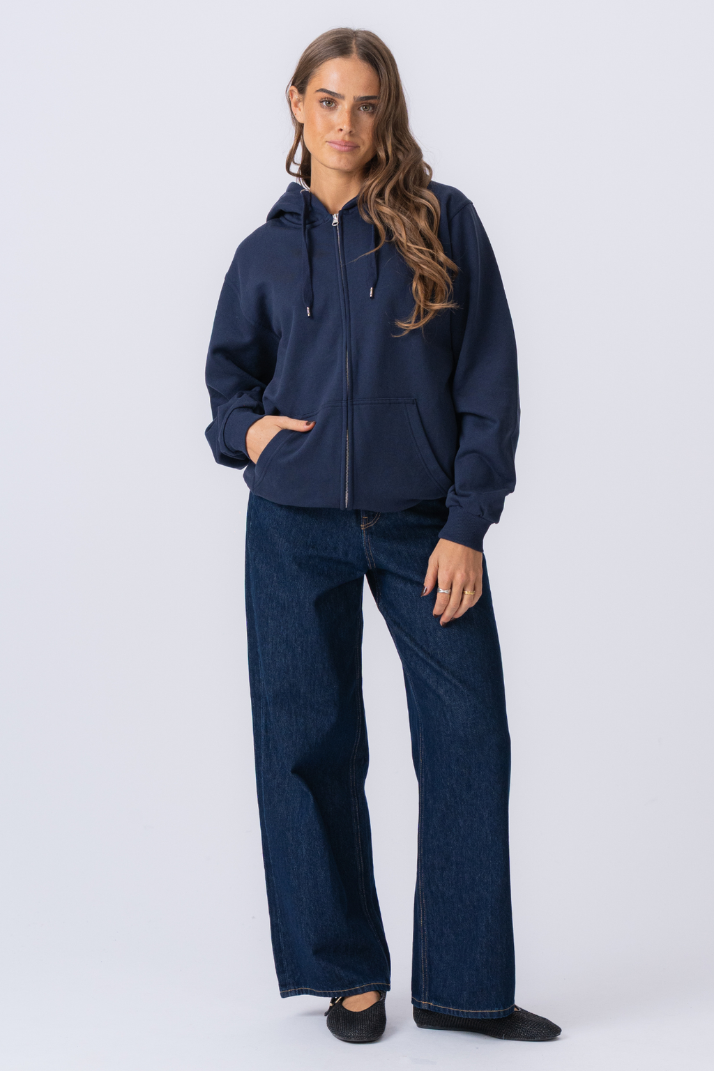 Basic Zip Hoodie - Ναυτικό