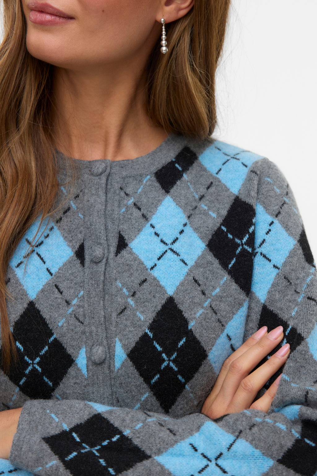 Giorgia o -neck Cardigan - Μεσαίο γκρι Melange