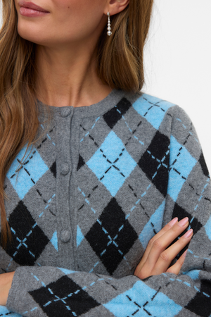 Giorgia o -neck Cardigan - Μεσαίο γκρι Melange