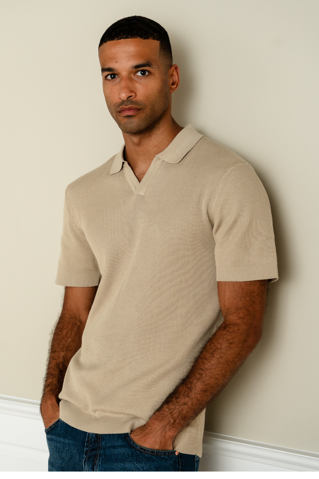 George Knitted Polo - Beige